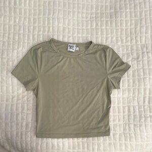 Sage Green Short Sleeve Crop Top